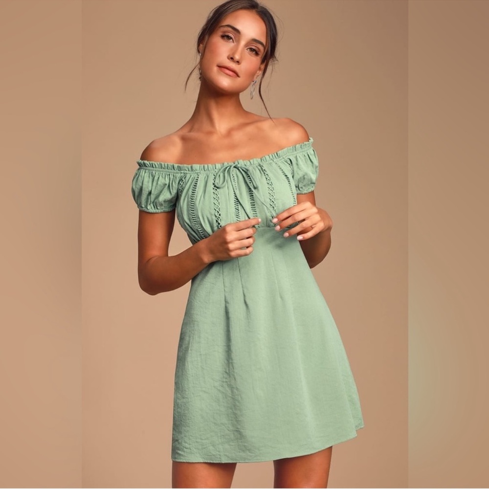 Lulu's Green Ruched Women's Mini Dress
